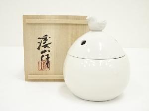 京焼　加藤渓山造　白磁酉香炉（共箱）